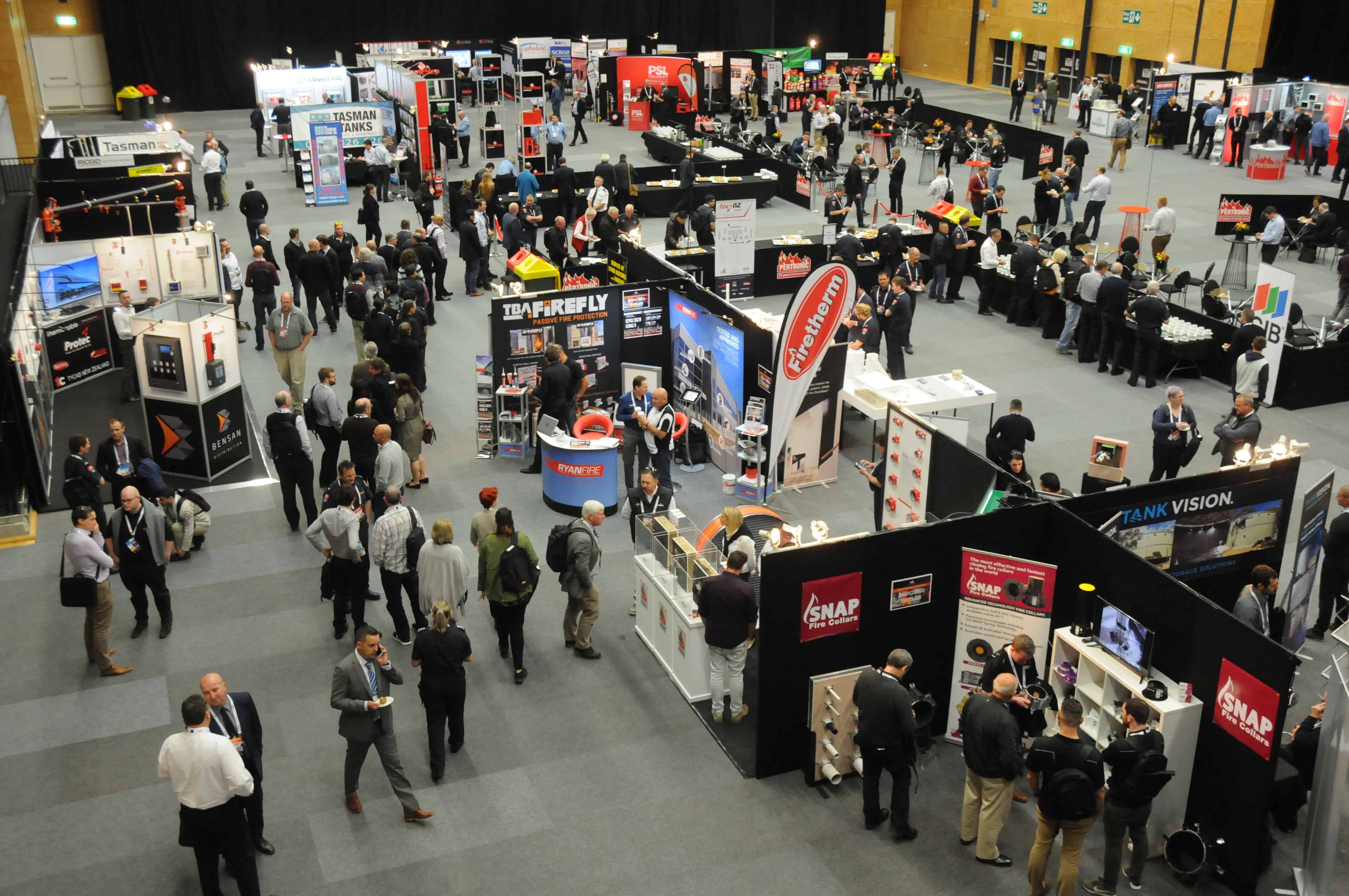 FireNZ18 Delegates check out the exhibition area | Origin Fire Consultants